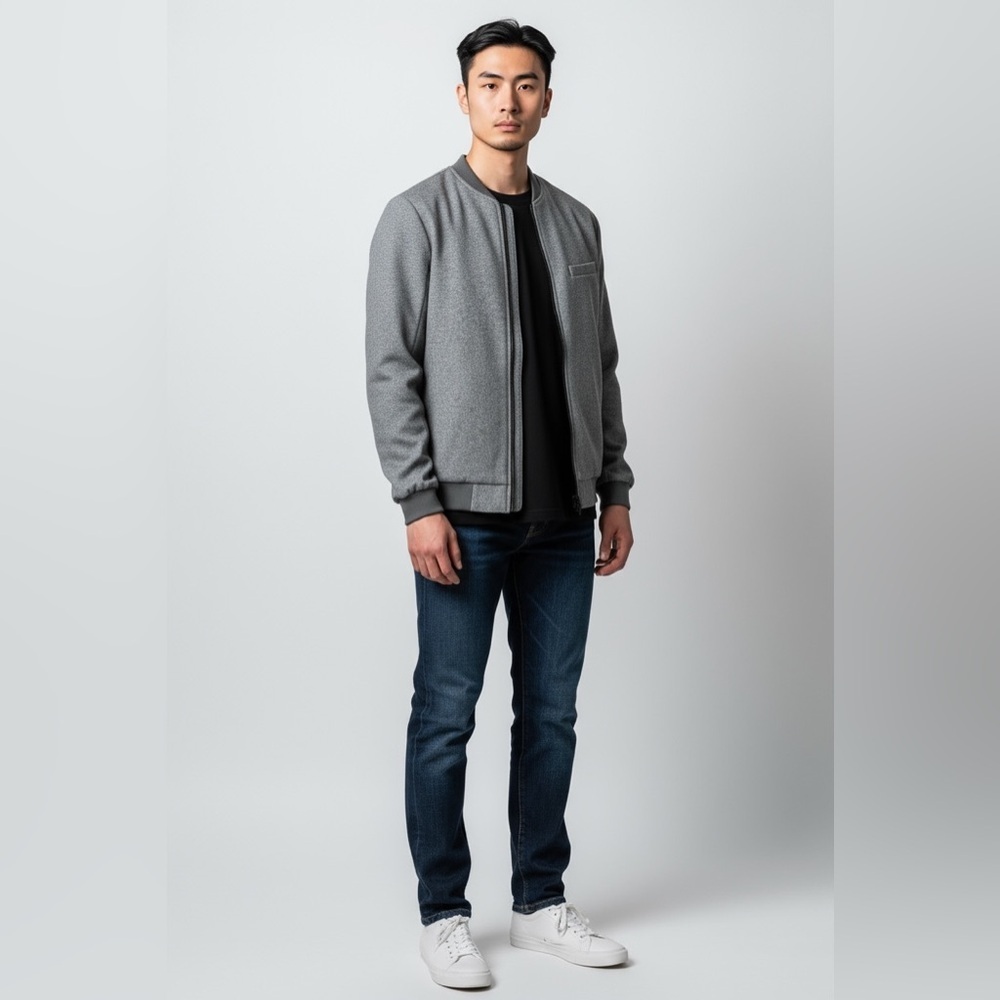 Topman Heathered Gray Tailored Bomber Jacket